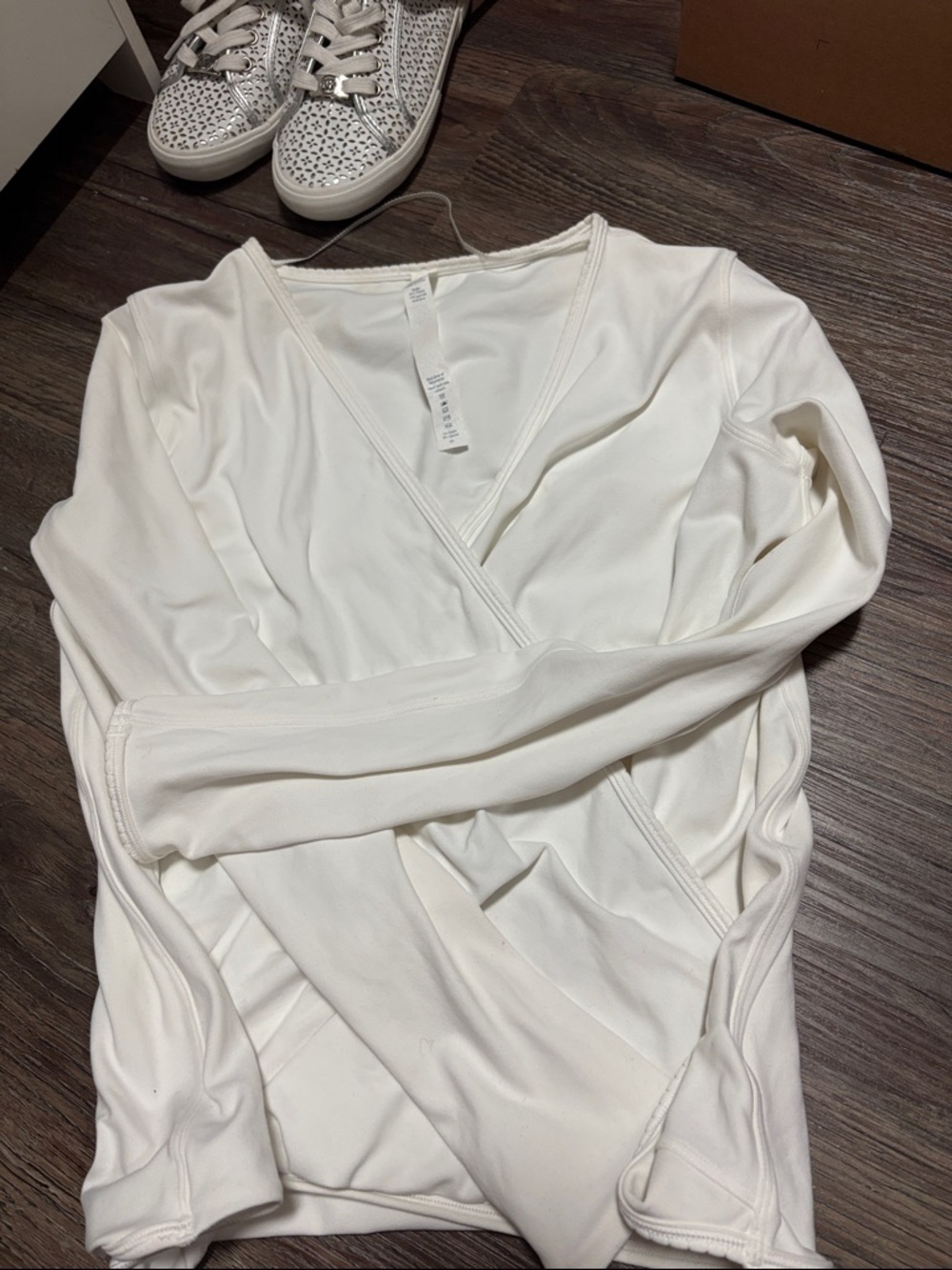 lululemon athletica Off-White Wrap Long Sleeve Top